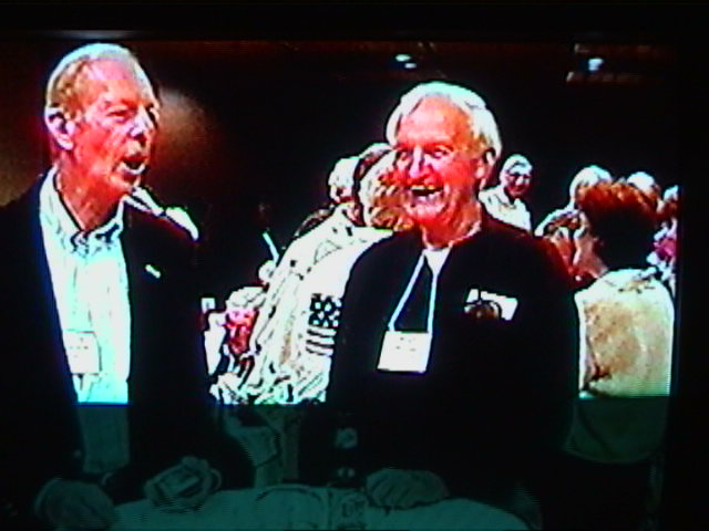 Wayne Mahood telling a joke to Ralph Punky Stevens